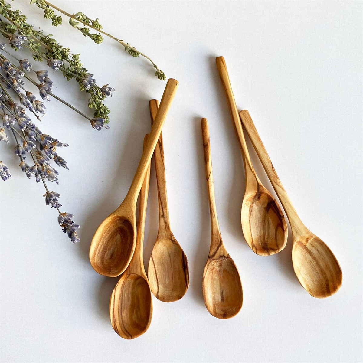 Olive Wood Tea Spoon Set, Olive Wood Coffee Spoon, High Quality Handmade Wooden Tea Spoon 6 pieces