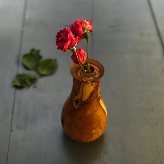 Handcrafted Olive Wood Vase | Natural Elegance for your Home Decor