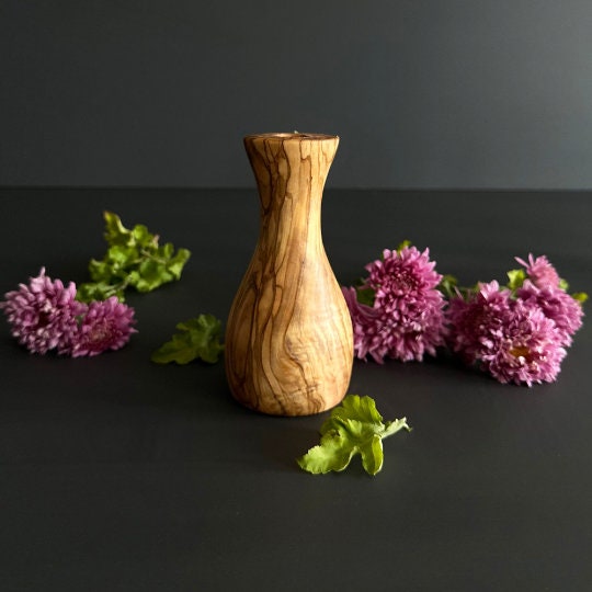 Handcrafted Olive Wood Vase | Natural Elegance for your Home Decor